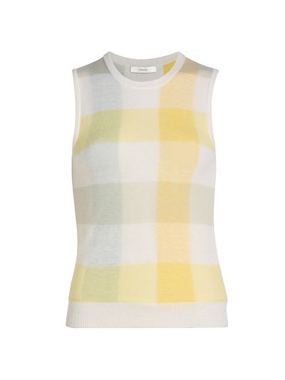 Vince Women's Plaid Wool Crewneck Sweater Vest