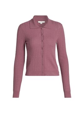 Vince Women's Pointelle Collared Wool Cardigan