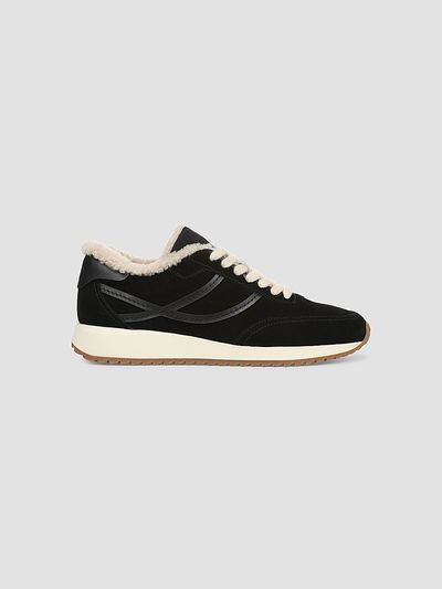 Vince Women's Santa Monica Shearling & Suede Low-Top Sneakers