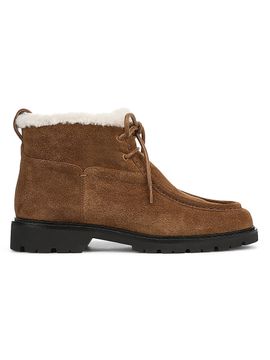 Vince Women's Sierra Shearling-Trim Suede Lace-Up Boots