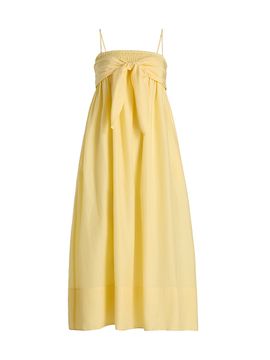 Vince Women's Smocked Cotton-Silk Tie Cami Dress