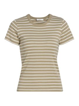 Vince Women's Striped Cotton-Blend Shrunken 90s T-Shirt