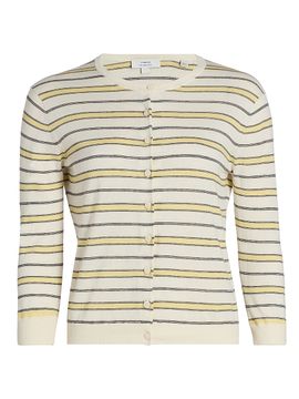 Vince Women's Striped Cotton-Cashmere Cardigan