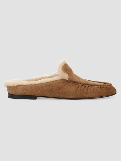 Vince Women's Tevin Shearling-Trim Suede Mules