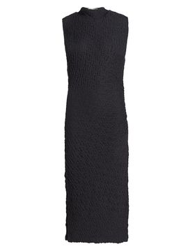 Vince Women's Textured Sleeveless Side Drape Midi-Dress