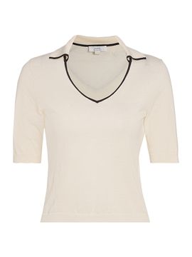 Vince Women's Tipped Cotton-Cashmere Knit Polo Top
