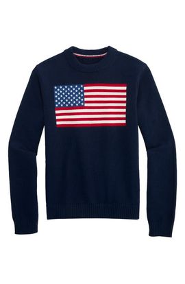 vineyard vines vineyard vines Kids' American Flag Cotton Crewneck Sweater