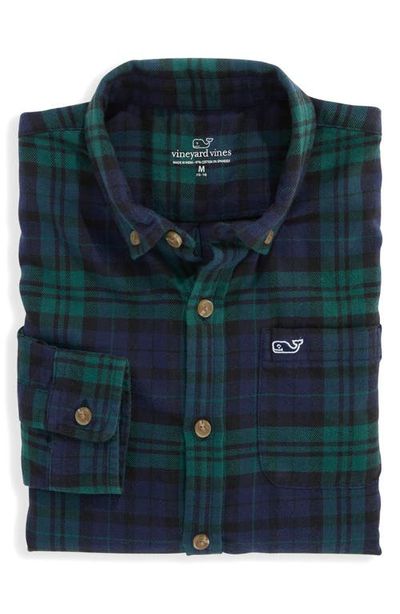 vineyard vines vineyard vines Kids' Blackwatch Plaid Cotton Flannel Button Shirt
