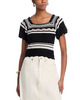 Vintage Havana Vintage Havana Crochet Short Sleeve Sweater