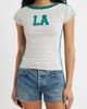 Vinyl Icons Vinyl Icons LA Off the Shoulder Graphic Ringer T-Shirt - 1