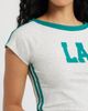 Vinyl Icons Vinyl Icons LA Off the Shoulder Graphic Ringer T-Shirt - 4