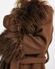VIOLET ROMANCE Violet Romance belted longline coat with faux fur trims in chocolate brown - 4