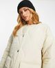 VIOLET ROMANCE Violet Romance collarless quilted jacket with pockets in stone-Neutral - 3