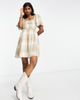 VIOLET ROMANCE Violet Romance puff sleeve mini smock dress with tie back in check-Multi - 1