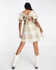 VIOLET ROMANCE Violet Romance puff sleeve mini smock dress with tie back in check-Multi - 2