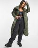 VIOLET ROMANCE Violet Romance quilted shawl neck longline coat in khaki-Green - 1