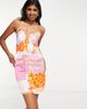 VIOLET ROMANCE Violet Romance satin cami mini dress in patchwork print-Multi - 1