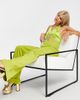 VIOLET ROMANCE Violet Romance satin ring detail crop top with tie waist in chartreuse - part of a set-Green - 4