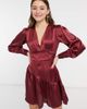 VIOLET ROMANCE Violet Romance satin wrap dress in burgundy-Red - 1