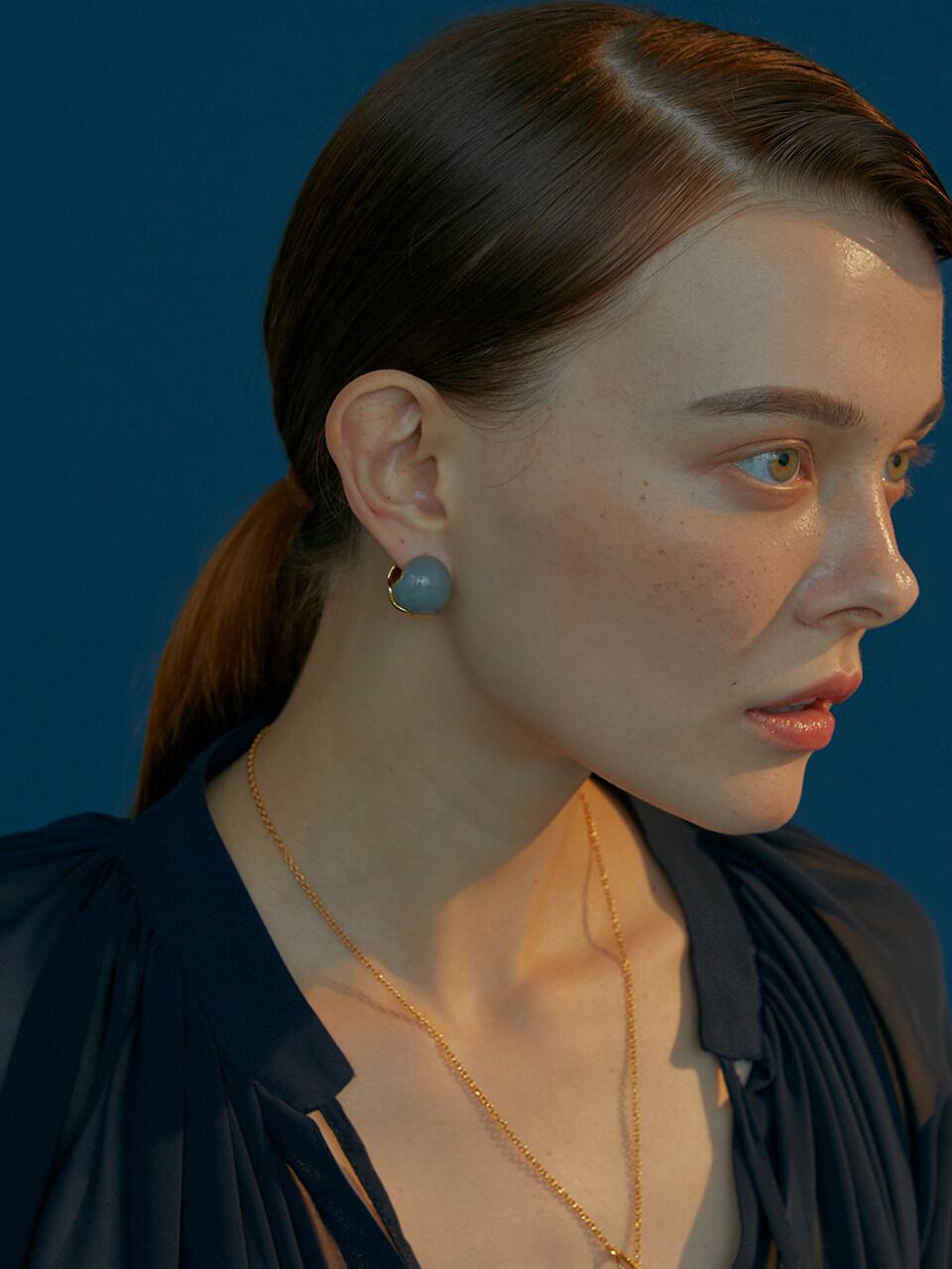 viollina Enamel Ball Earrings Grey