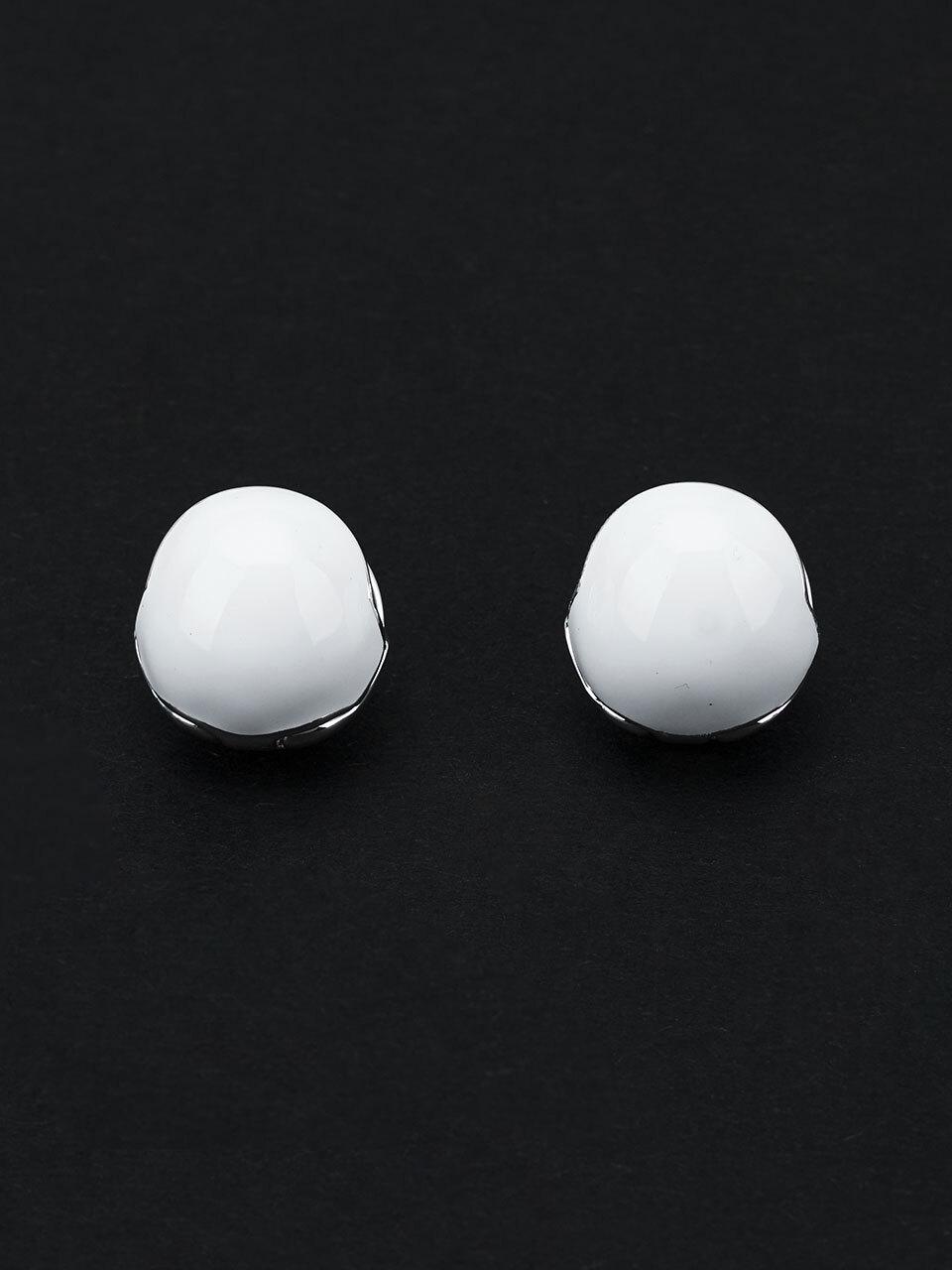 viollina Enamel Ball Earrings_White