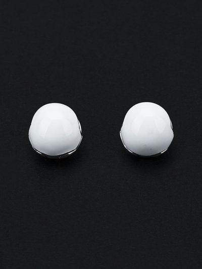 viollina Enamel Ball Earrings_White