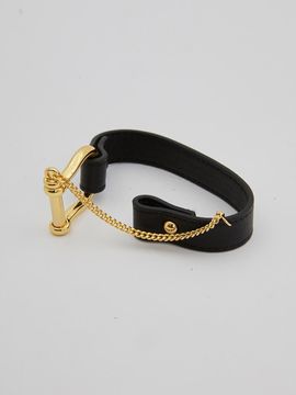 viollina Gold Horeshoe Leather Bracelet