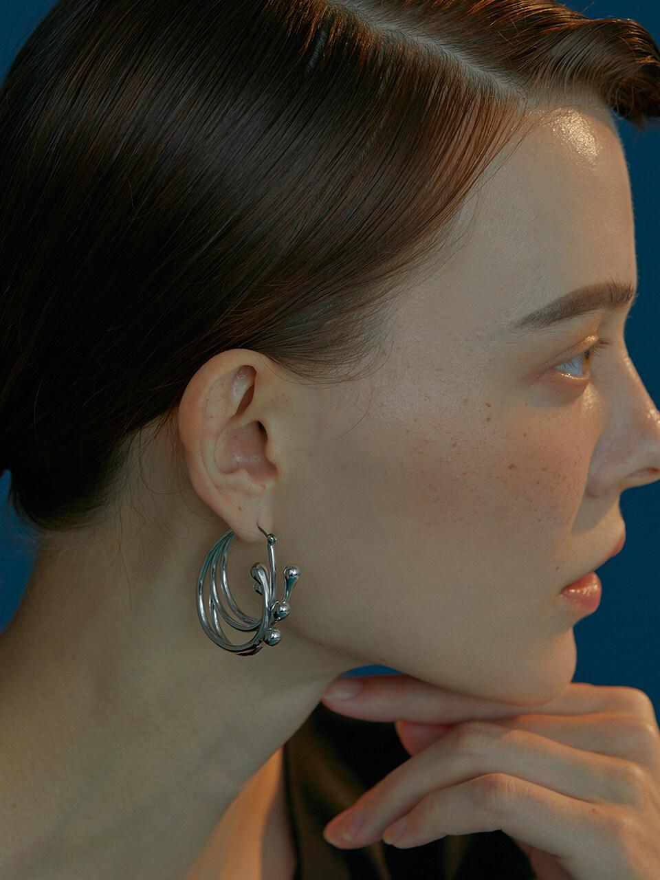 viollina Layered Tear Drop Hoops Silver