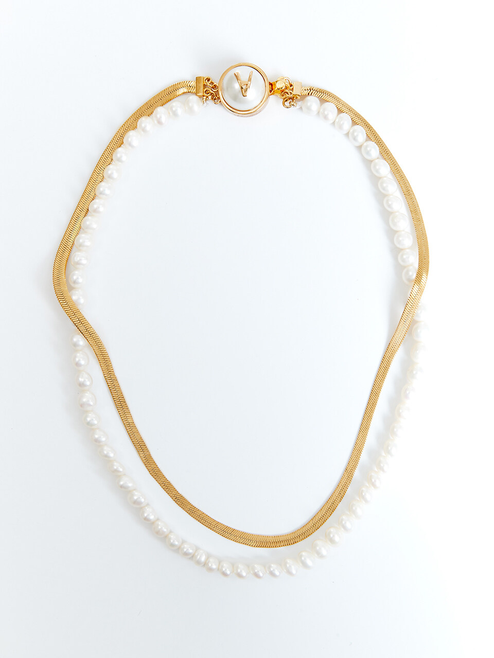 viollina Pearl n Chain Necklace_Gold