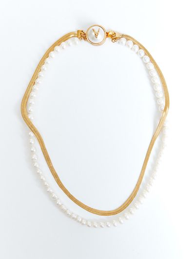 viollina Pearl n Chain Necklace_Gold
