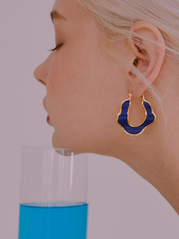 viollina Petals Hoop Earrings_Navy