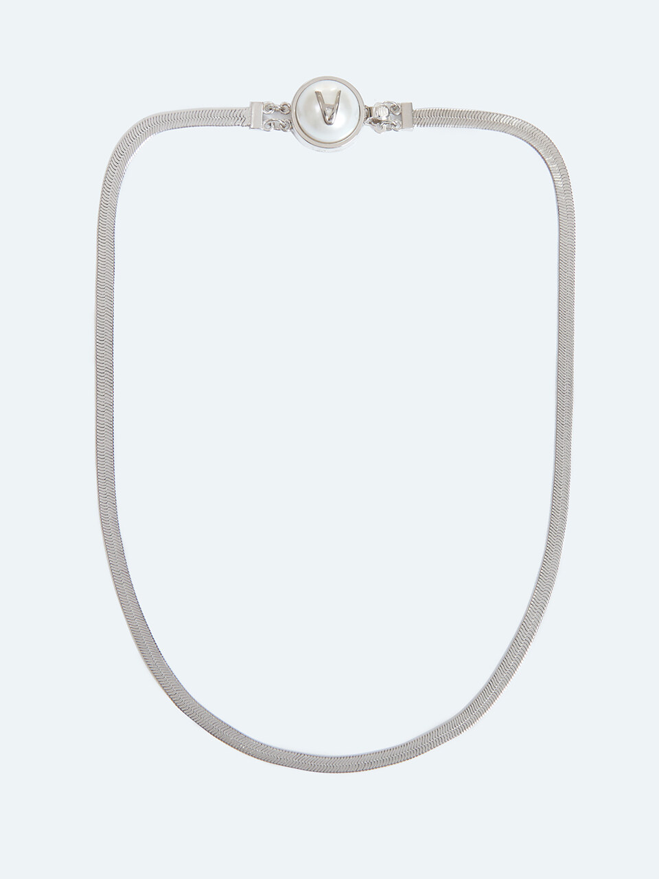 viollina Short Herringbone Chain Necklace_Silver