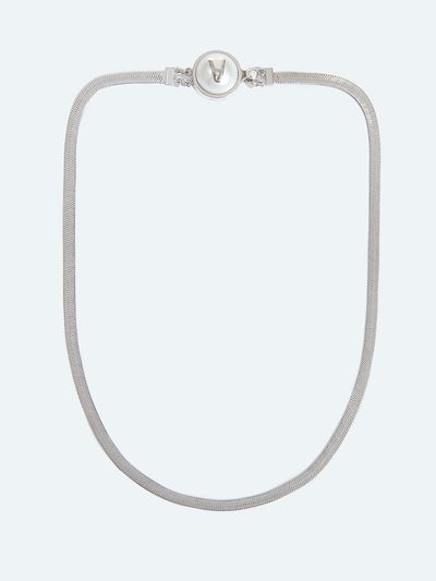 viollina Short Herringbone Chain Necklace_Silver