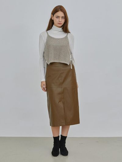 VISIT IN NEWYORK Leather Slit Skirt (VAASR70)