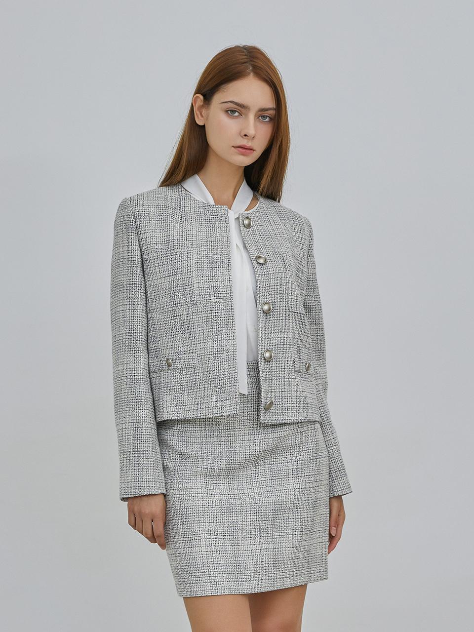 VISIT IN NEWYORK Setup Tweed Mini Skirt (VA3SR02)