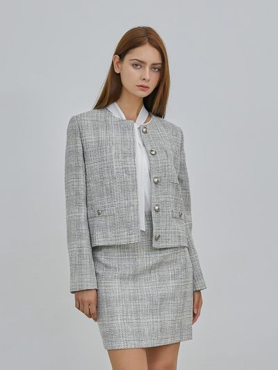VISIT IN NEWYORK Setup Tweed Mini Skirt (VA3SR02)