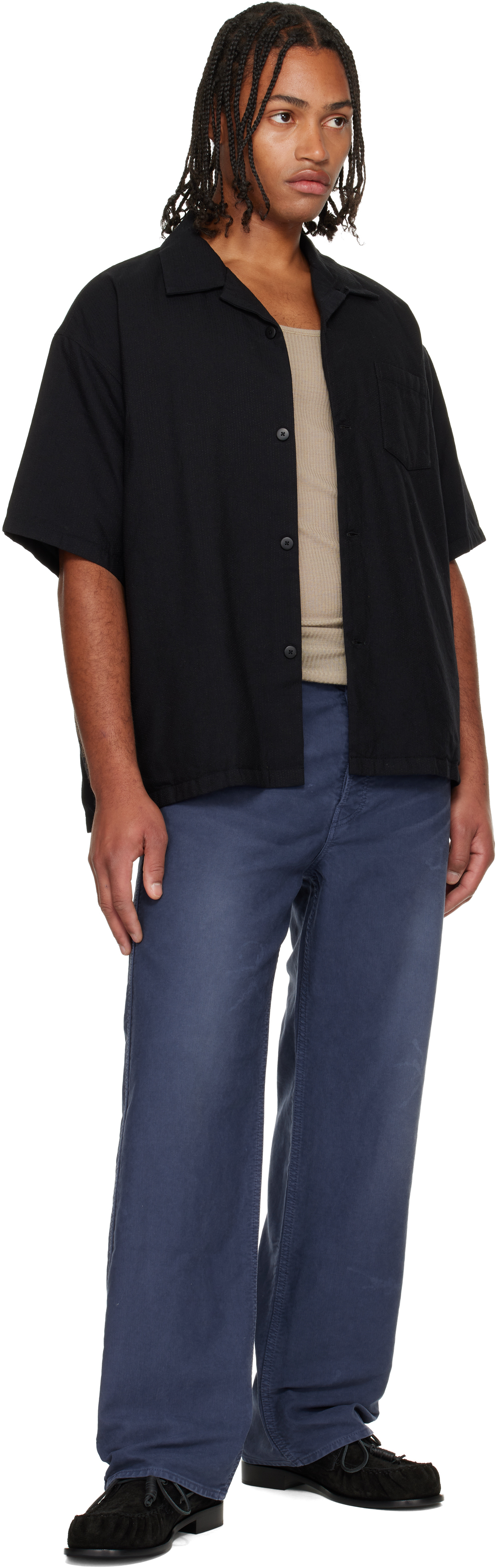 visvim - Black Wallis Short Sleeve Down Shirt