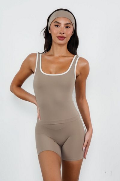 Vitality Vitality Cloud II Bay Tank Top in Cashew Contrast, Women's at Urban Outfitters