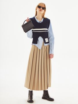 VITALSIGN [LINE] Back Cut-Out Pleats Skirt _3 Colors