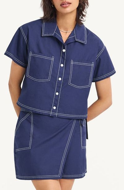 Vitamin A® Vitamin A® Ashley Crop Organic Cotton Cover-Up Camp Shirt