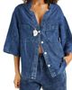 Vitamin A® Vitamin A® Jaida Organic Cotton & Linen Denim Cover-Up Shirt - 3