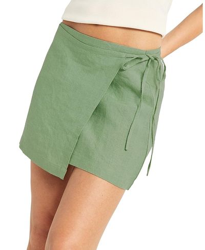 Vitamin A Vitamin A Willa Linen Wrap Mini Skirt