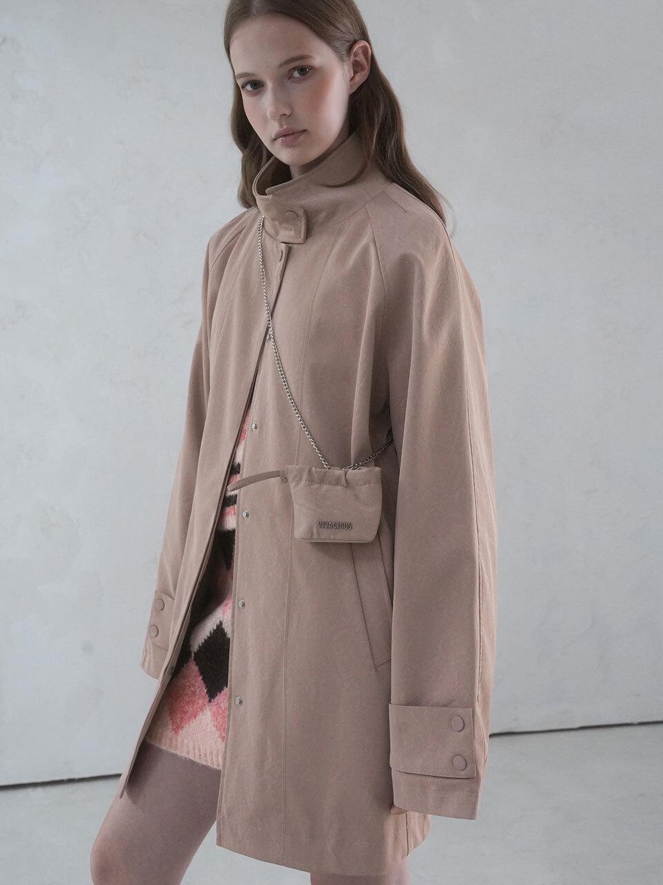 vivacious Angti Art Leather McCoat PINK