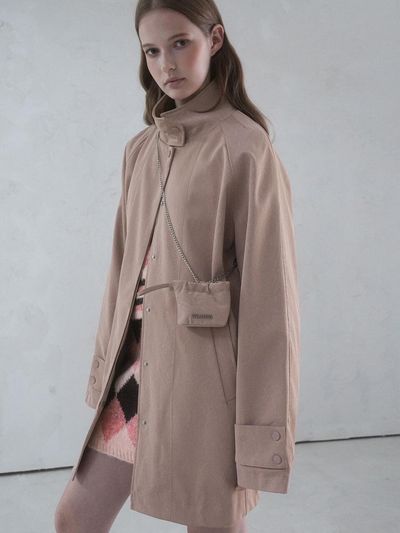 vivacious Angti Art Leather McCoat PINK