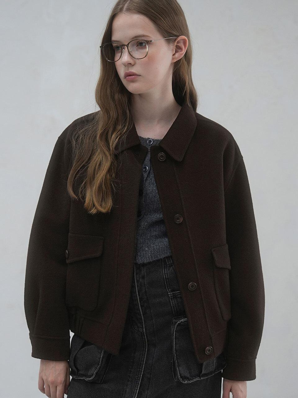 vivacious Bene Handmade Wool Jacket BROWN