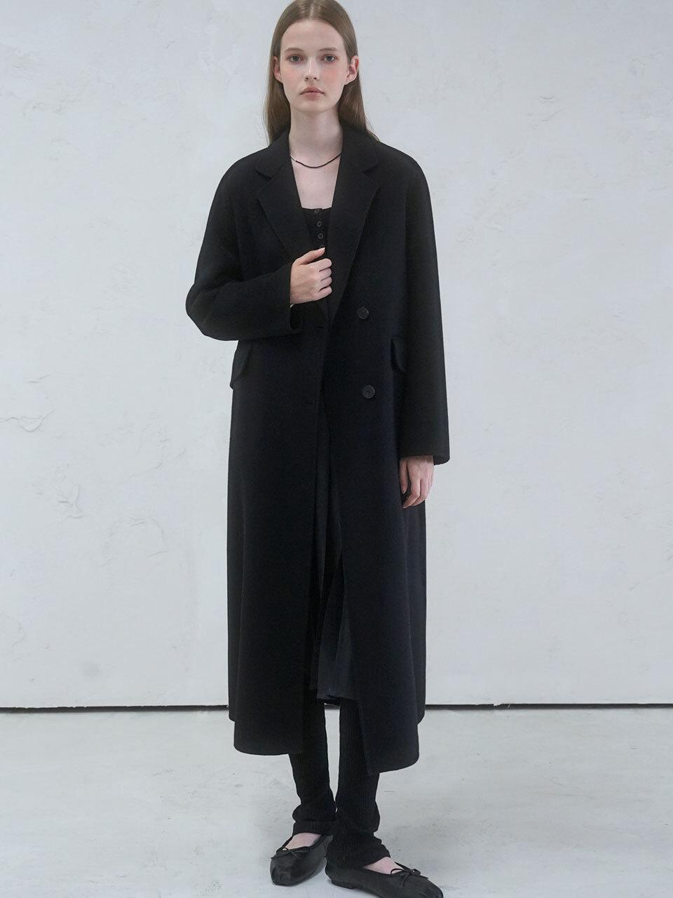 vivacious Bordo Handmade Wool Coat BLACK