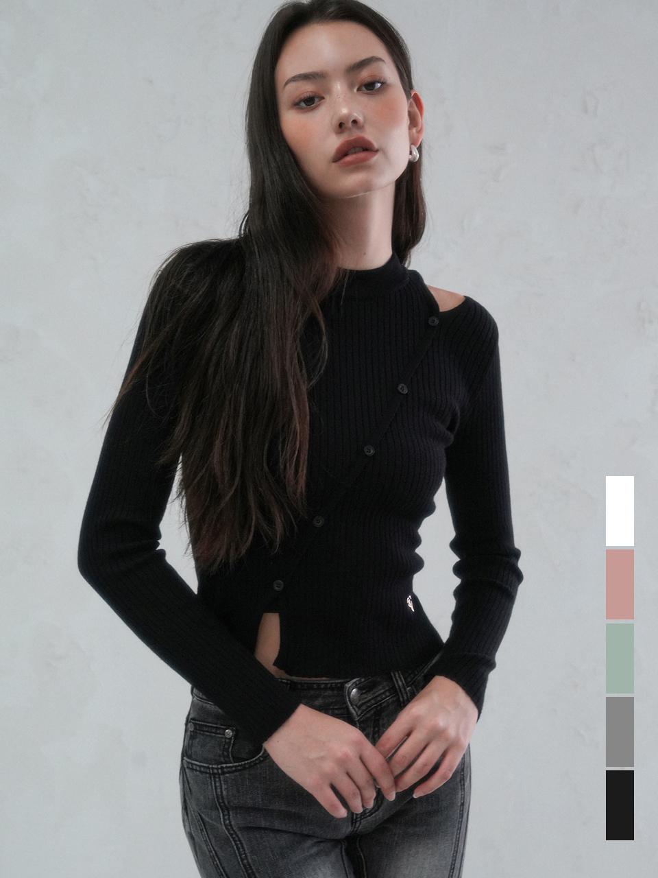 vivacious Esme Hole Button Knitwear - 5COL