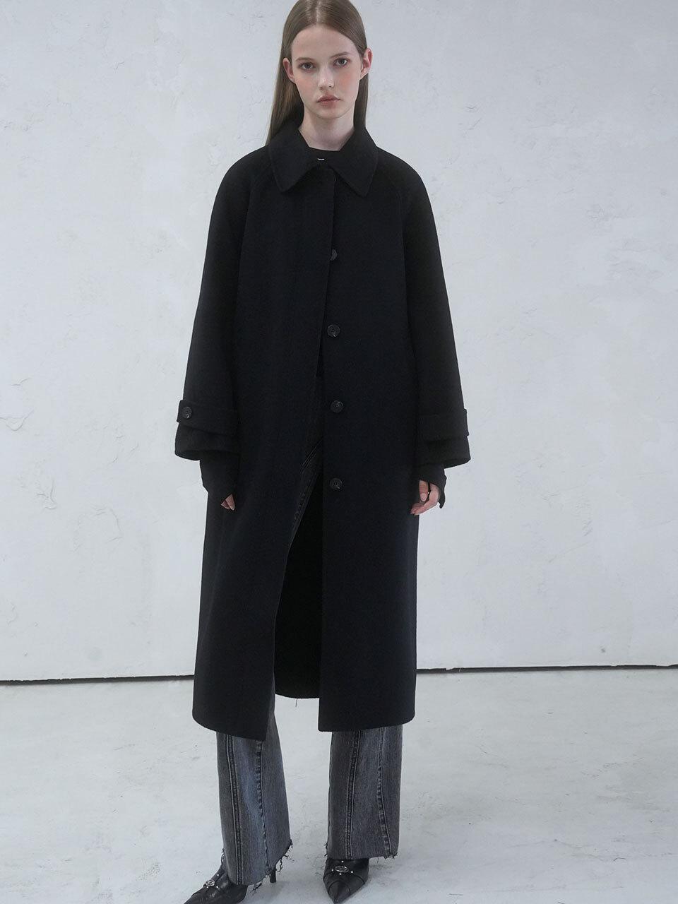 vivacious Louvre Handmade Wool Coat BLACK