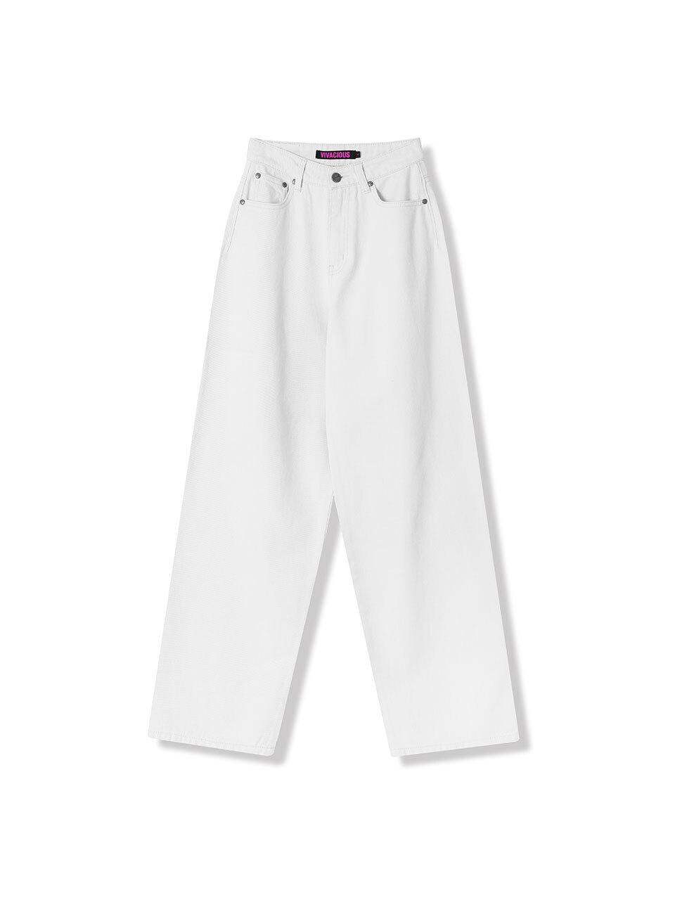 vivacious Minimal Straight Jeans - White
