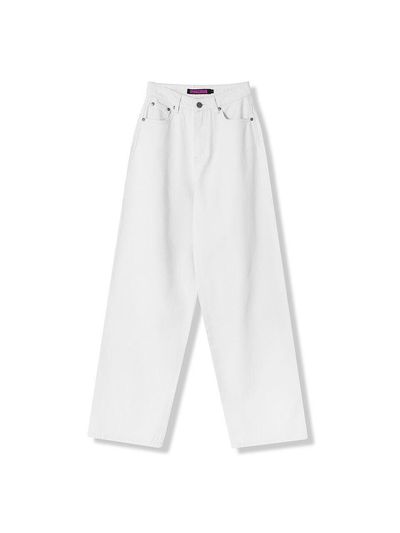 vivacious Minimal Straight Jeans - White